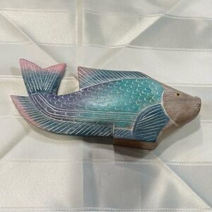 Vintage Hand Carved Hand Painted Wooden Fish Figurine
